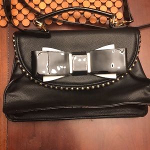 Betsey Johnson Black Patent Bow Black Crossbody